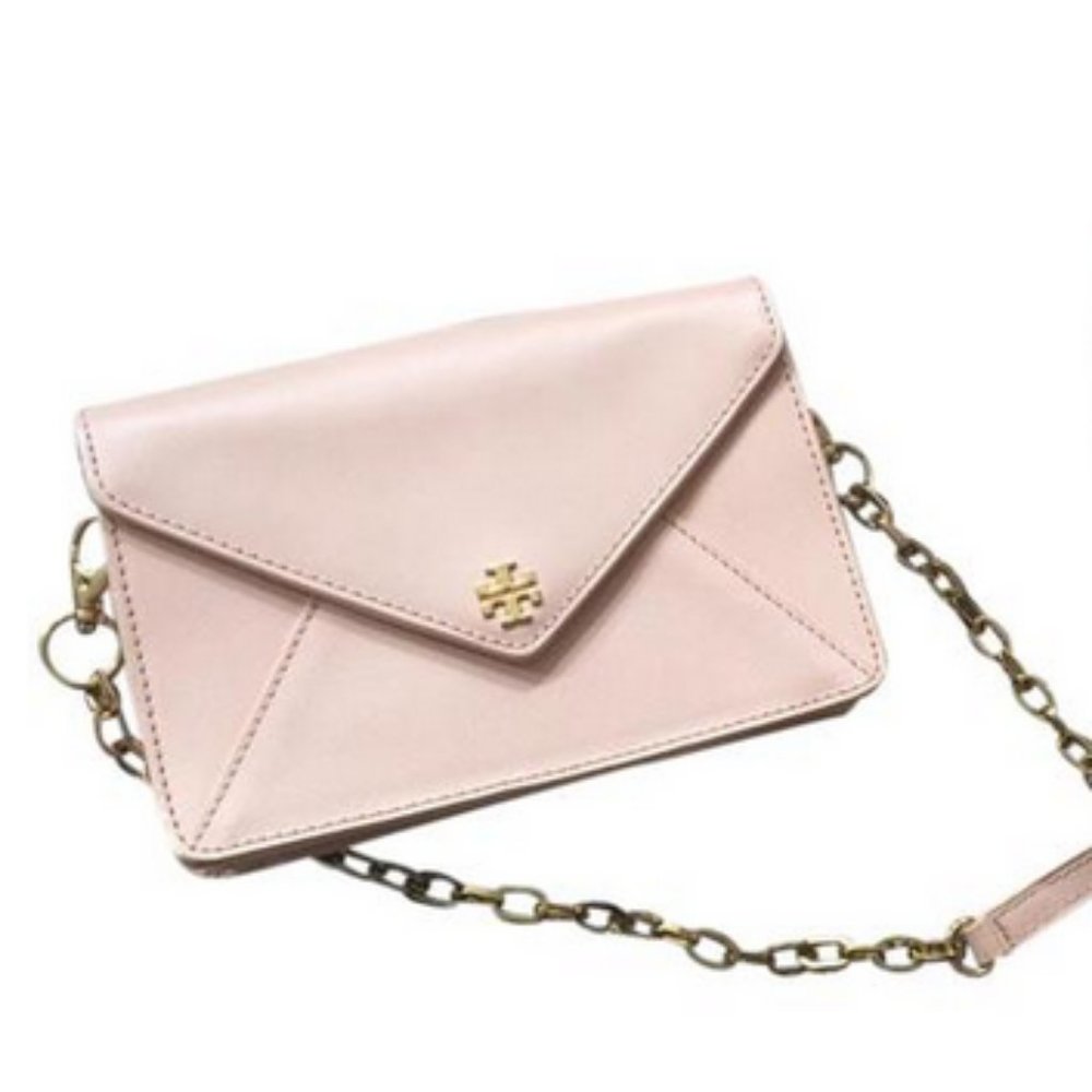 Tory Burch Clutch Envelope Style Pink Leather Cros